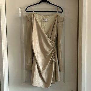 Nanushka Moha Faux-Leather Dress in off-white